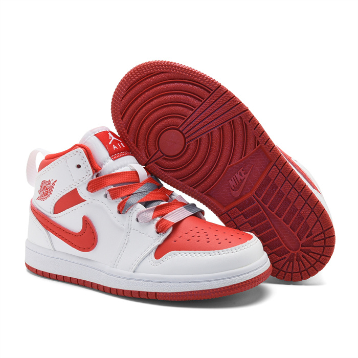 Youth Running Weapon Air Jordan 1 White/Red Shoes 0119